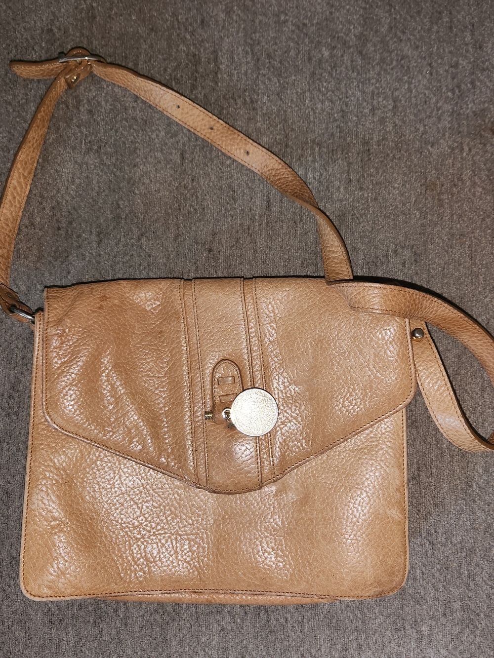 Etienne Aigner Classic Tan Leather Crossbody Shoulder Bag OBO